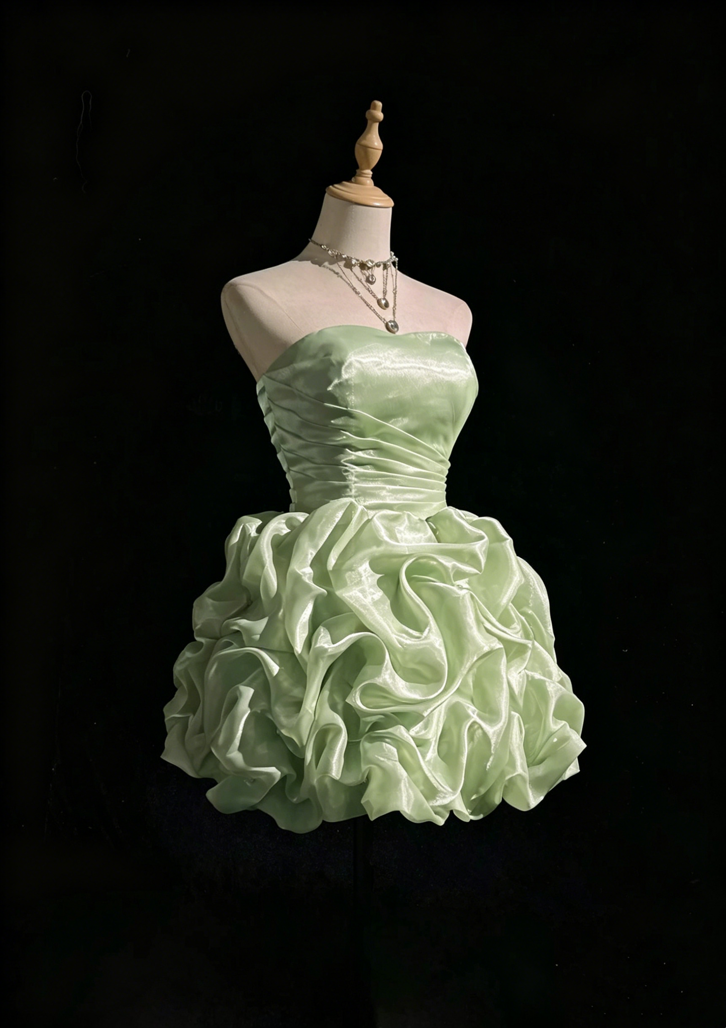 Robe de bal simple bustier vert menthe courte mini robe de soirée cocktail robes de rentrée N4239