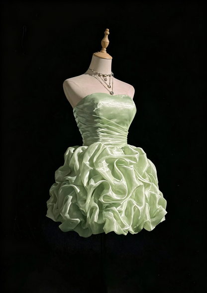 Robe de bal simple bustier vert menthe courte mini robe de soirée cocktail robes de rentrée N4239