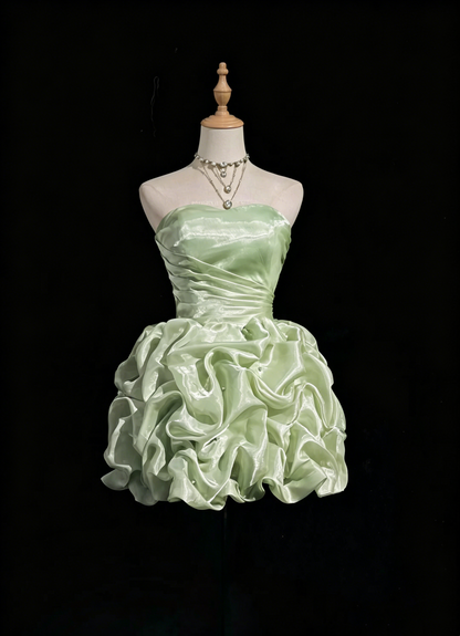 Robe de bal simple bustier vert menthe courte mini robe de soirée cocktail robes de rentrée N4239