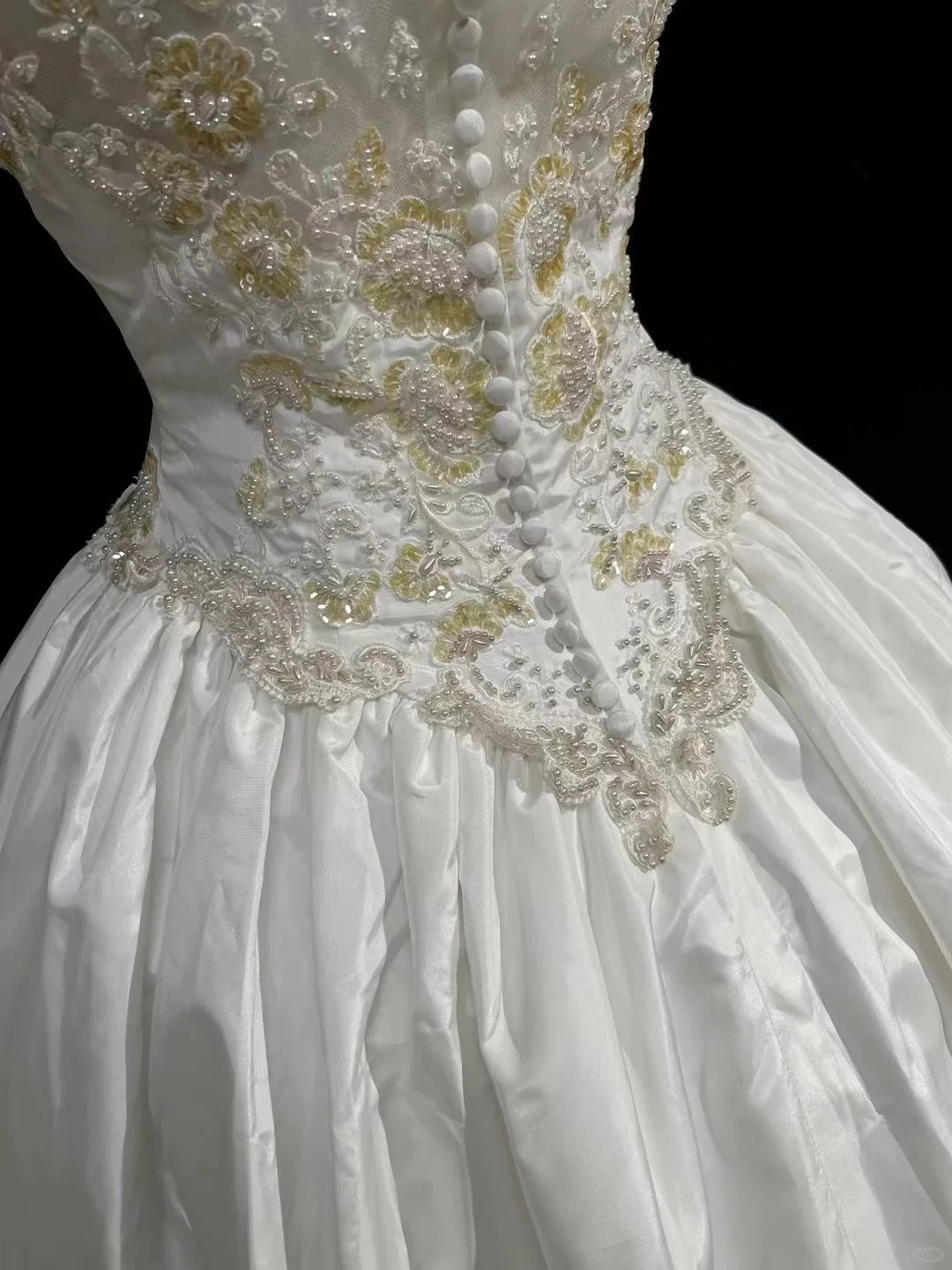 Princess Satin Off Shoulder White With Pearls Sweet 16 Dress Ball Gown Formal Party Sweet Sixteen Dress RC0112