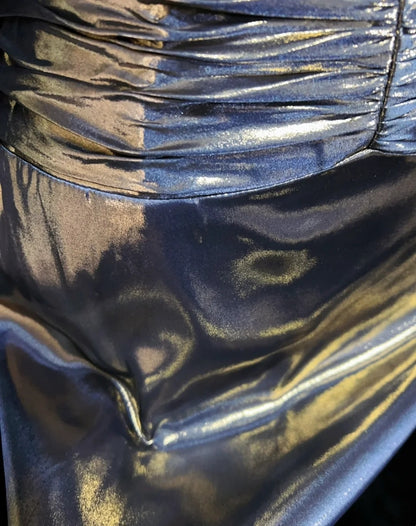 Robes esthétiques de bal vintage bleu marine coupe trapèze avec perles longue robe de soirée N3025