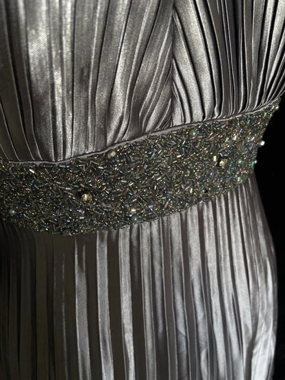 Vintage Prom Dresses Inspo A line Halter Folded Gray With Ruffled For Women Formal Dress N3246