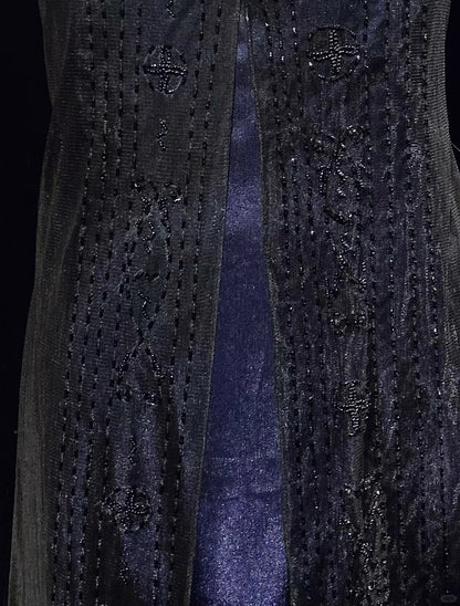 Robes de bal vintage en tulle bleu marine coupe trapèze avec bretelles spaghetti style années 80, ornées de perles, longues tenues de soirée formelles N3871