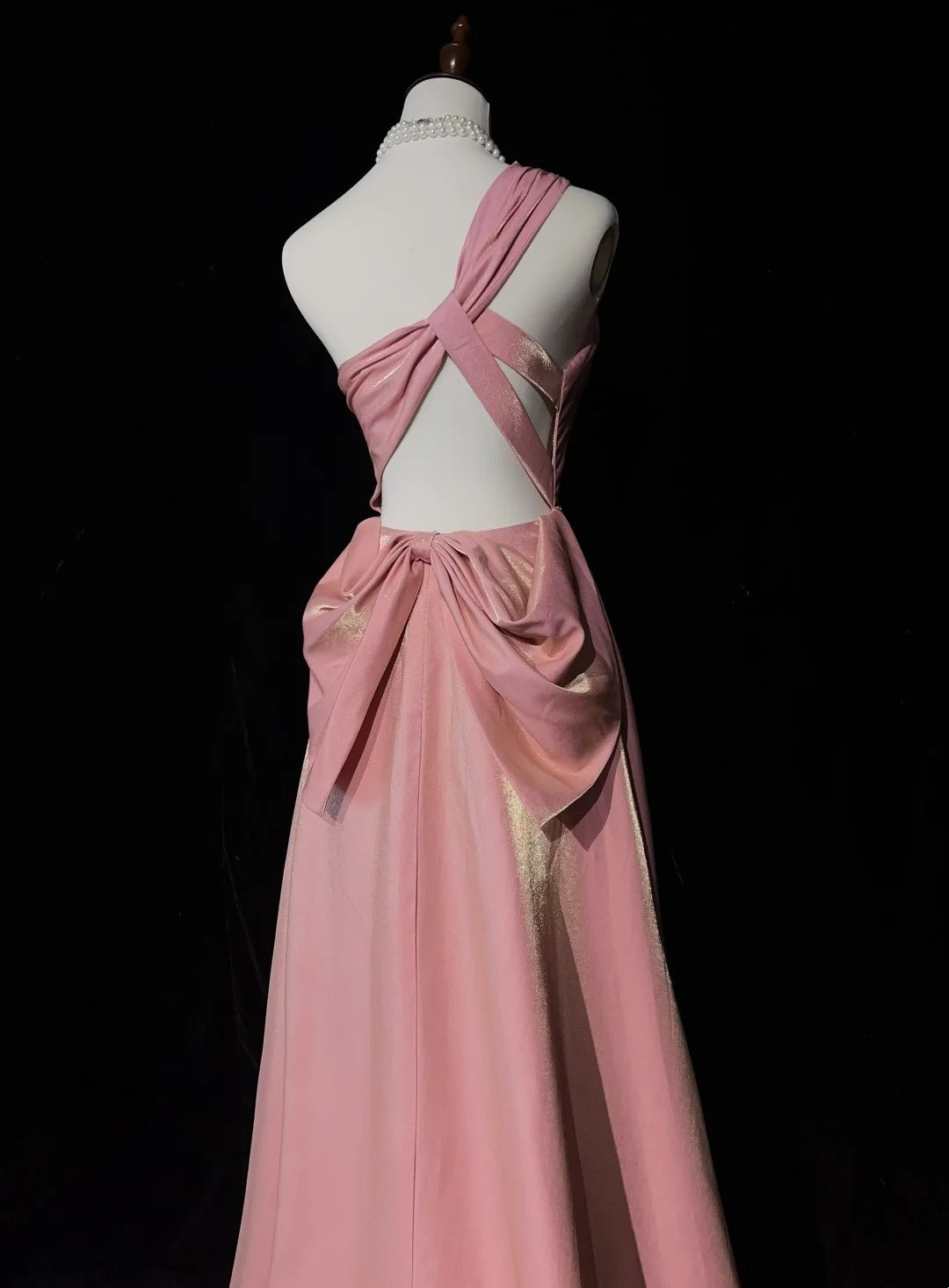 Vintage Prom Dresses 1960s A Line One Shoulder Pink High Low Satin Prom Gown N3101