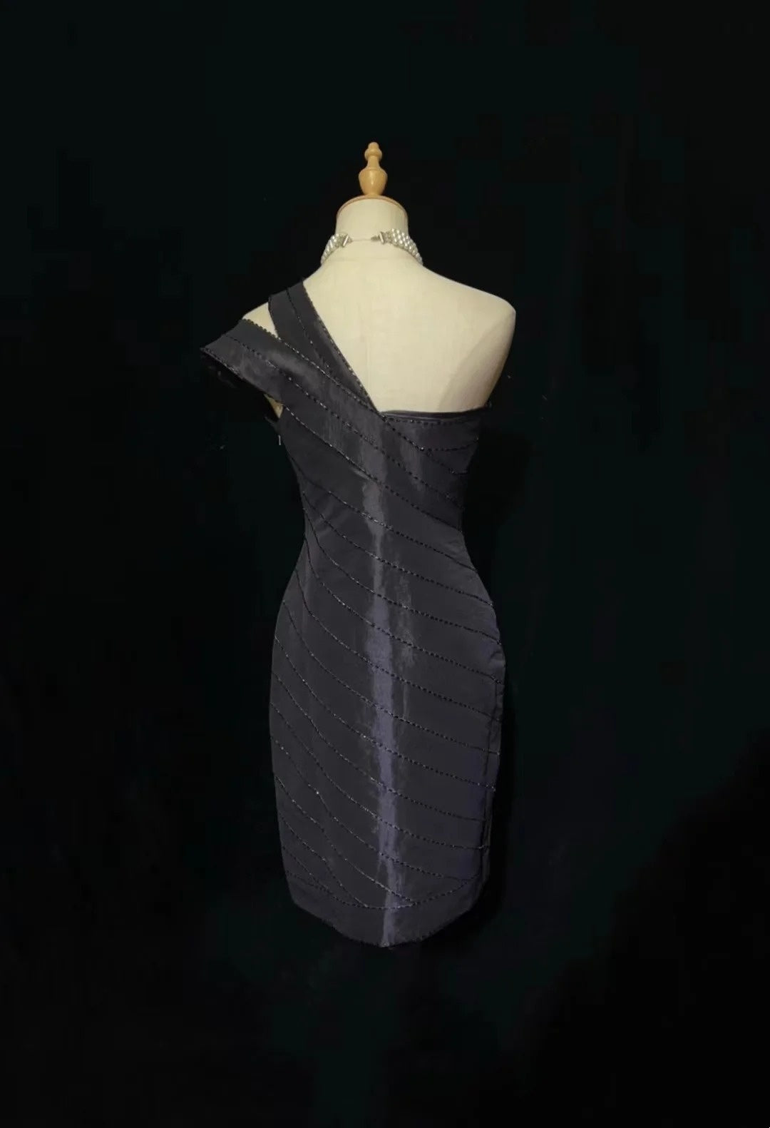 Vintage Sheath One Shoulder Black Y2K 2000s Short Mini Party Senior Homecoming Dresses N3132