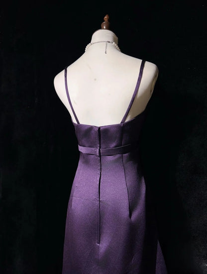 Robes de bal simples, ligne A, bretelles spaghetti, longueur thé, robe de soirée formelle N2530