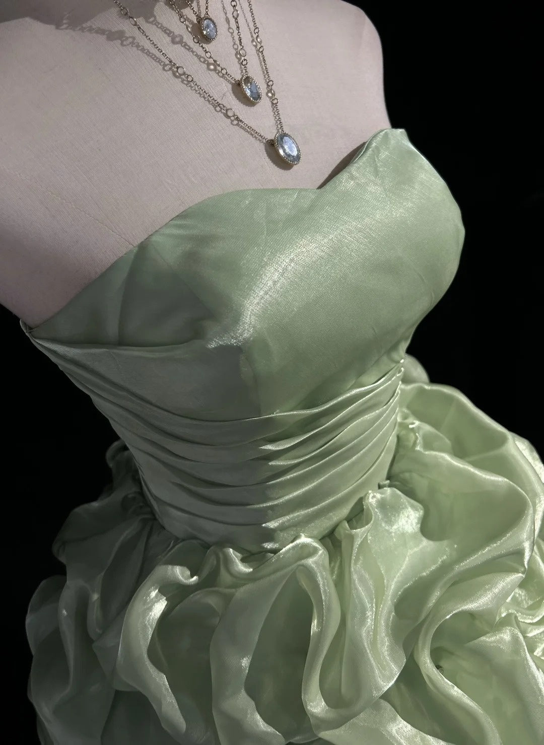 Robe de bal simple bustier vert menthe courte mini robe de soirée cocktail robes de rentrée N4239