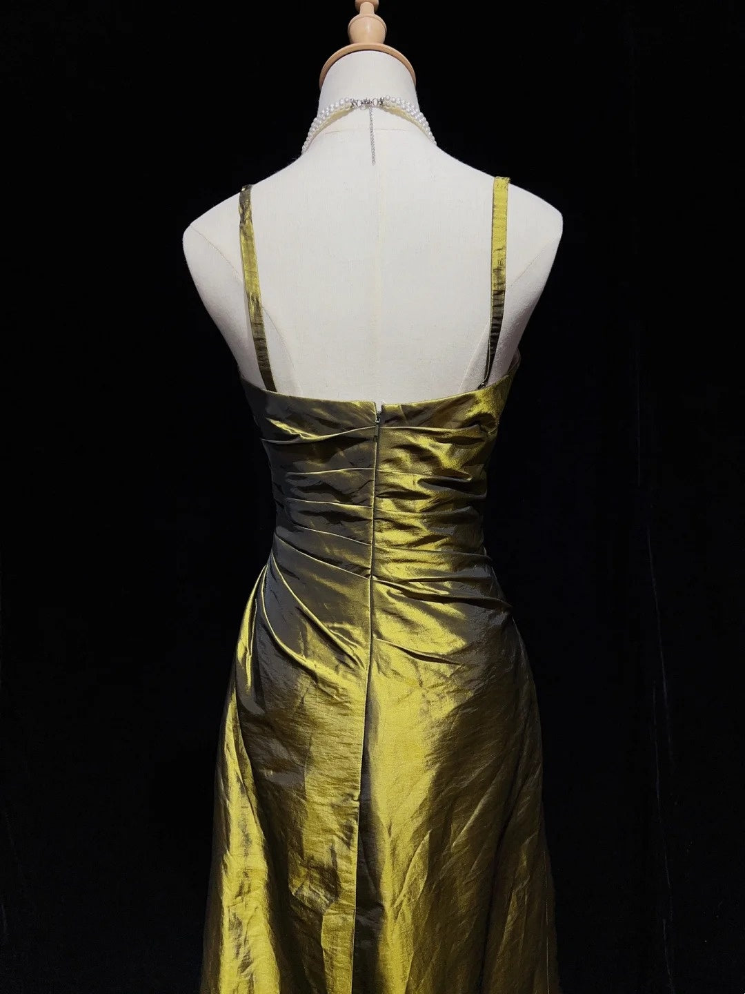 Vintage Prom Dresses Inspo A line Spaghetti Strap Olive Green Long 1990s With Beaded Jacket Formal Gowns N3381