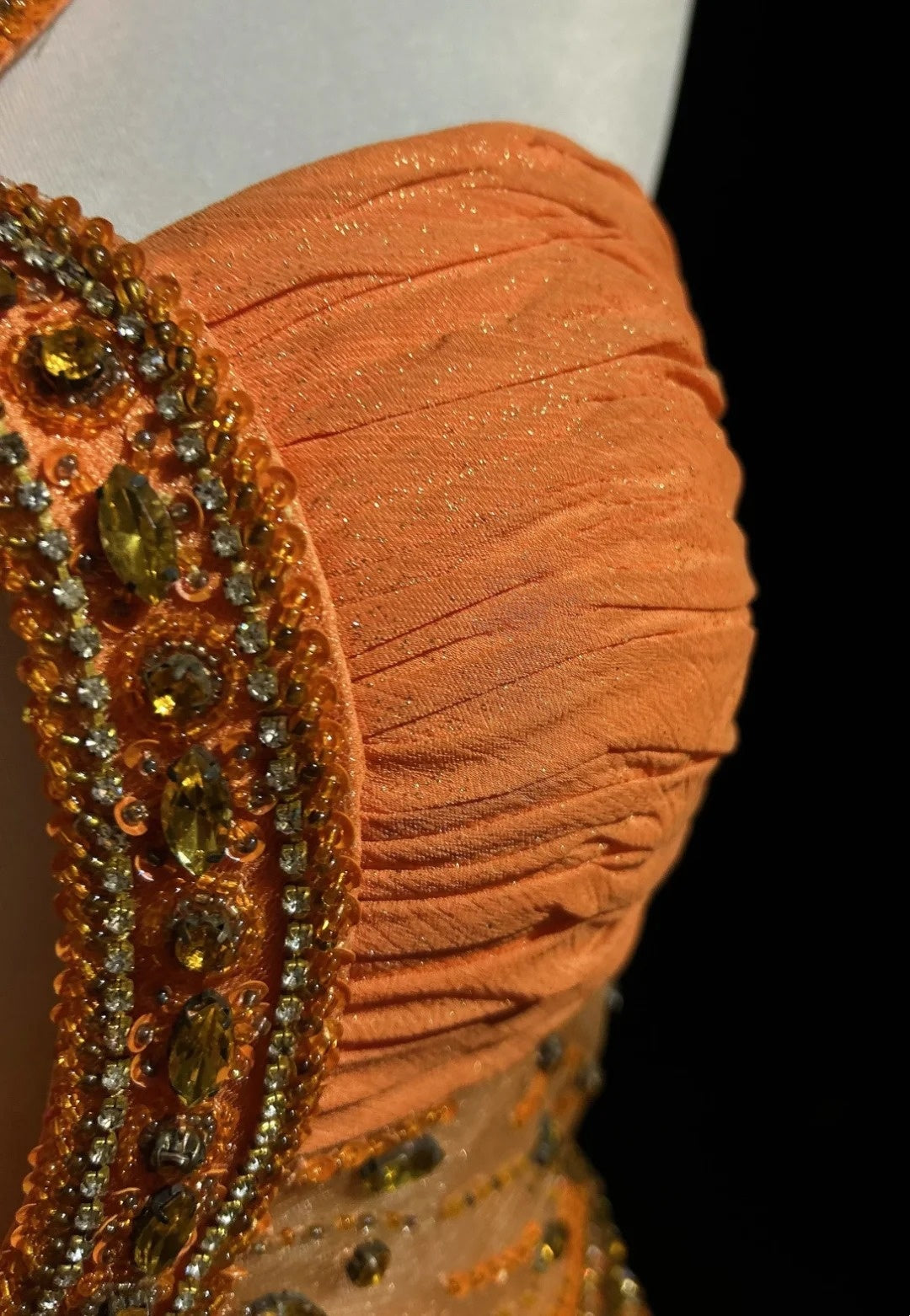 Vintage Prom Dresses Mermaid Halter Orange With Ruffle Beads Chiffon 90s Formal Gown N2587