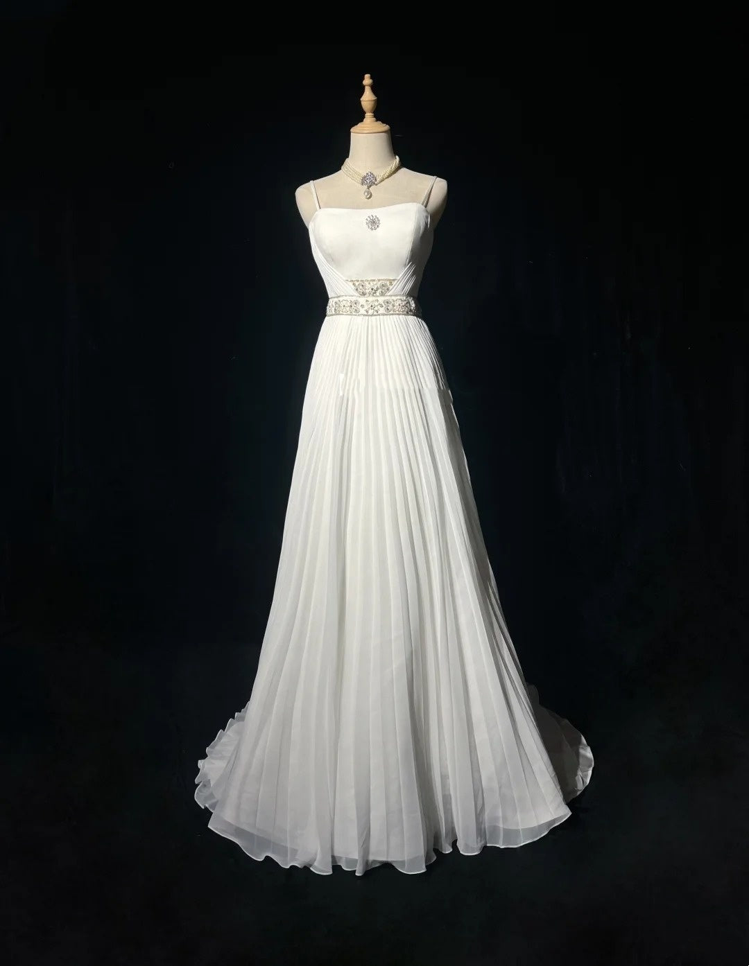 Vintage 90er Brautkleider A-Linie Spaghettiträger Weiß Schlicht Sommergarten Langes Brautkleid N3721