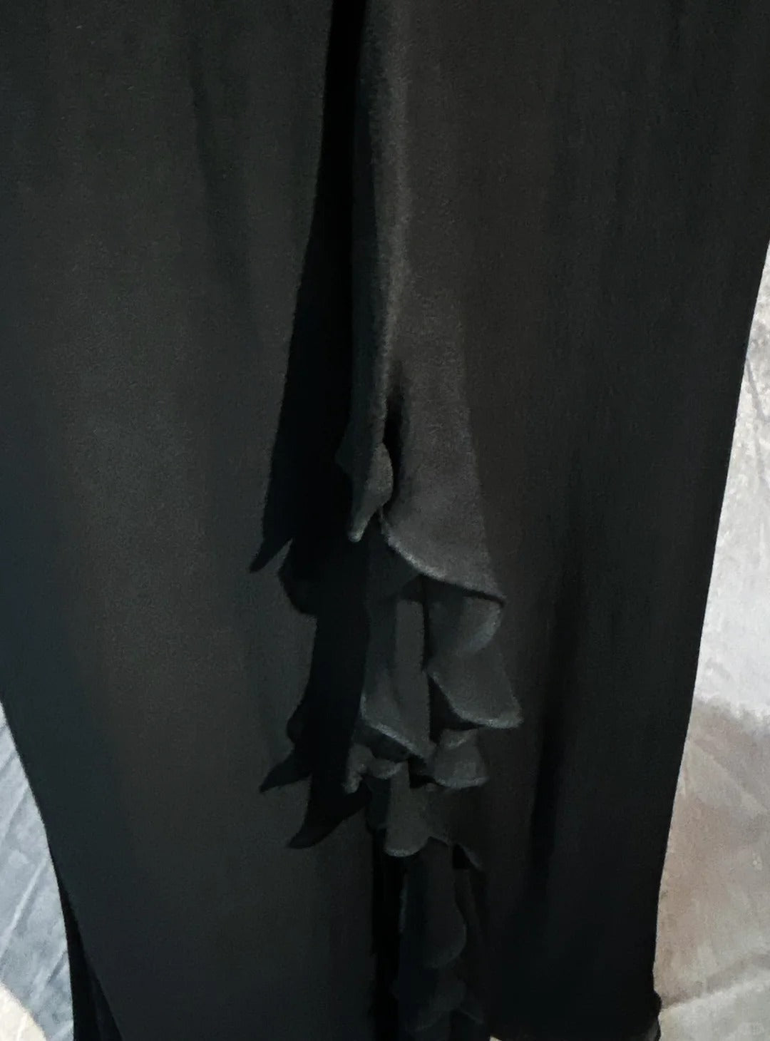 Bescheidene Ballkleider Meerjungfrau Spaghetti-Träger Schwarz Krawatte Chiffon mit Perlen Abendkleid N3857