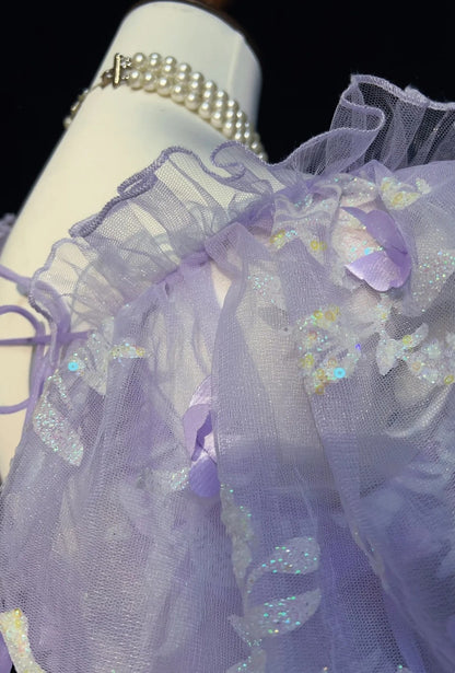 Hübsches Ballkleid mit eckigem Ausschnitt, lila Spitze, kurzes Mini-Heimkehrkleid, Hoco-Kleider N2632