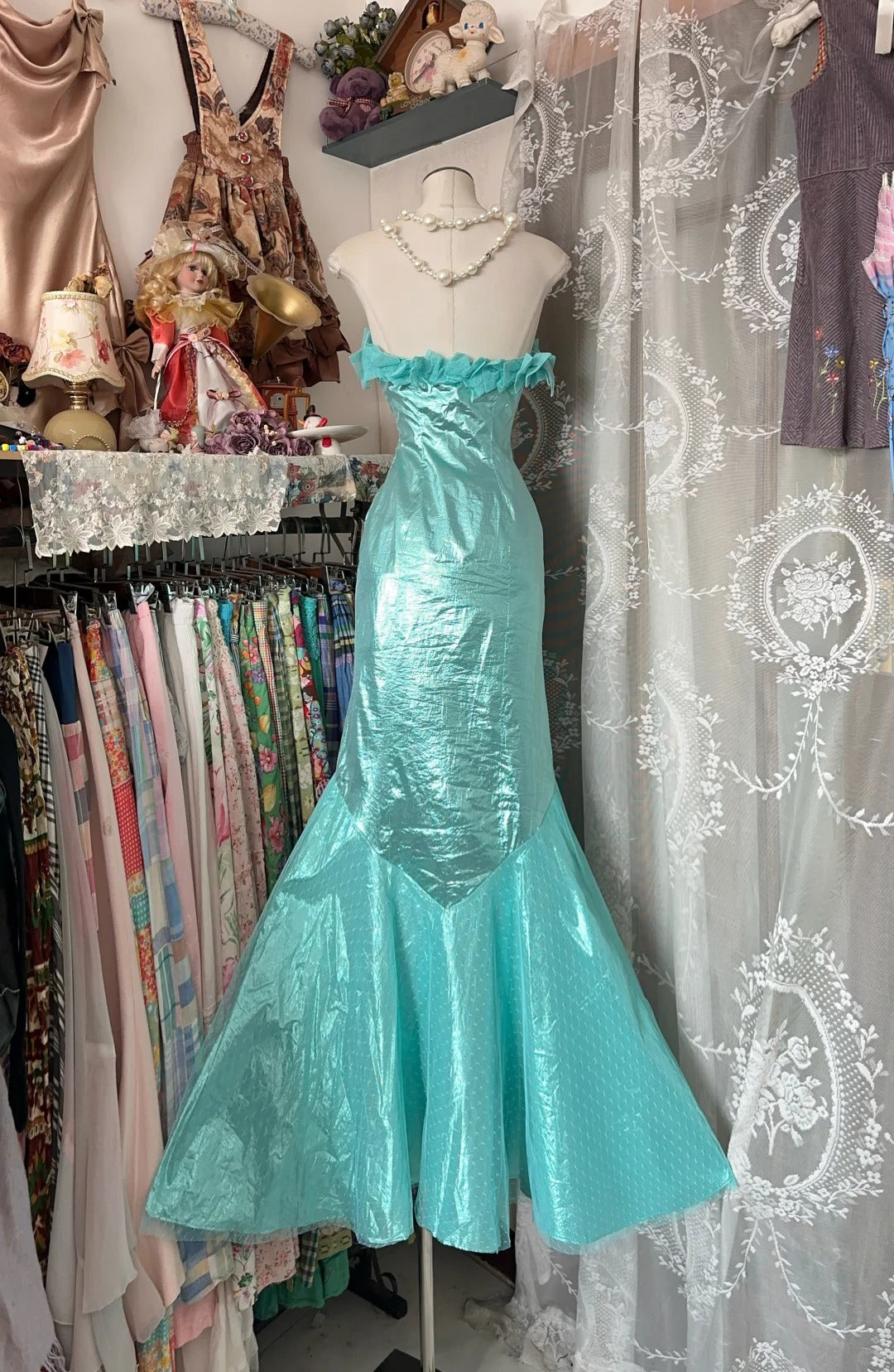 Robes de bal élégantes sirène sans bretelles bleues sans manches tenues de soirée formelles N3783