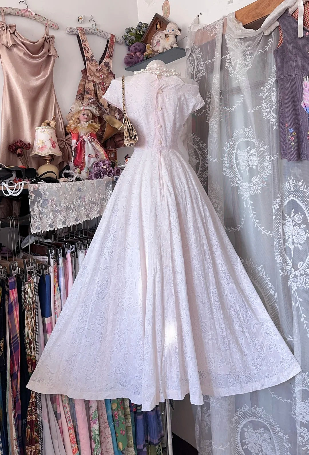 Elegant A line High Neck Pink Lace Long Prom Dresses For Teens Evening Outfits Formal Dress N1070