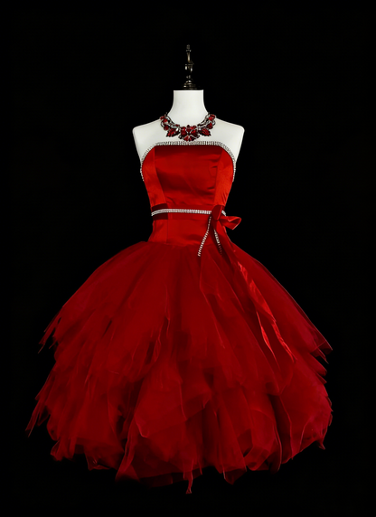 Robe de bal bustier en tulle rouge unique Inspo mode vintage Années 2000 Robes de bal courtes Inspo Robes de bal N2011