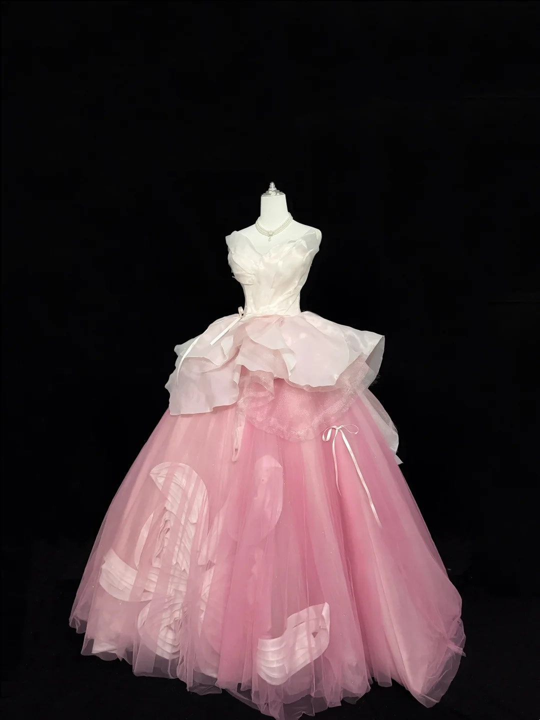 Sweet 15 Quinceanera Dress Ball Gown Sweetheart Pink With Flowers Tulle 15th Birthday Gown RC0269