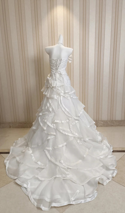 Chic Wedding Dresses Mermaid Strapless Neck Garden Vintage Wedding Dress N4486