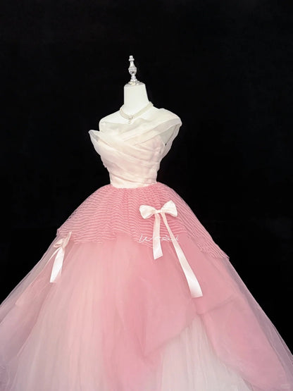 Pink Sweet 16 Dresses Long Ball Gown Sweetheart With Ruffled Sweet Sixteen Birthday Gown RC0291