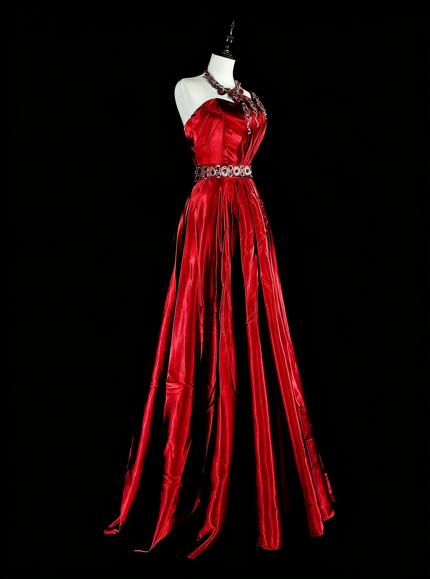 Vintage A Line One Shoulder Red With Beadings Long Prom Gown Party Wear Fashion Dresses N1825