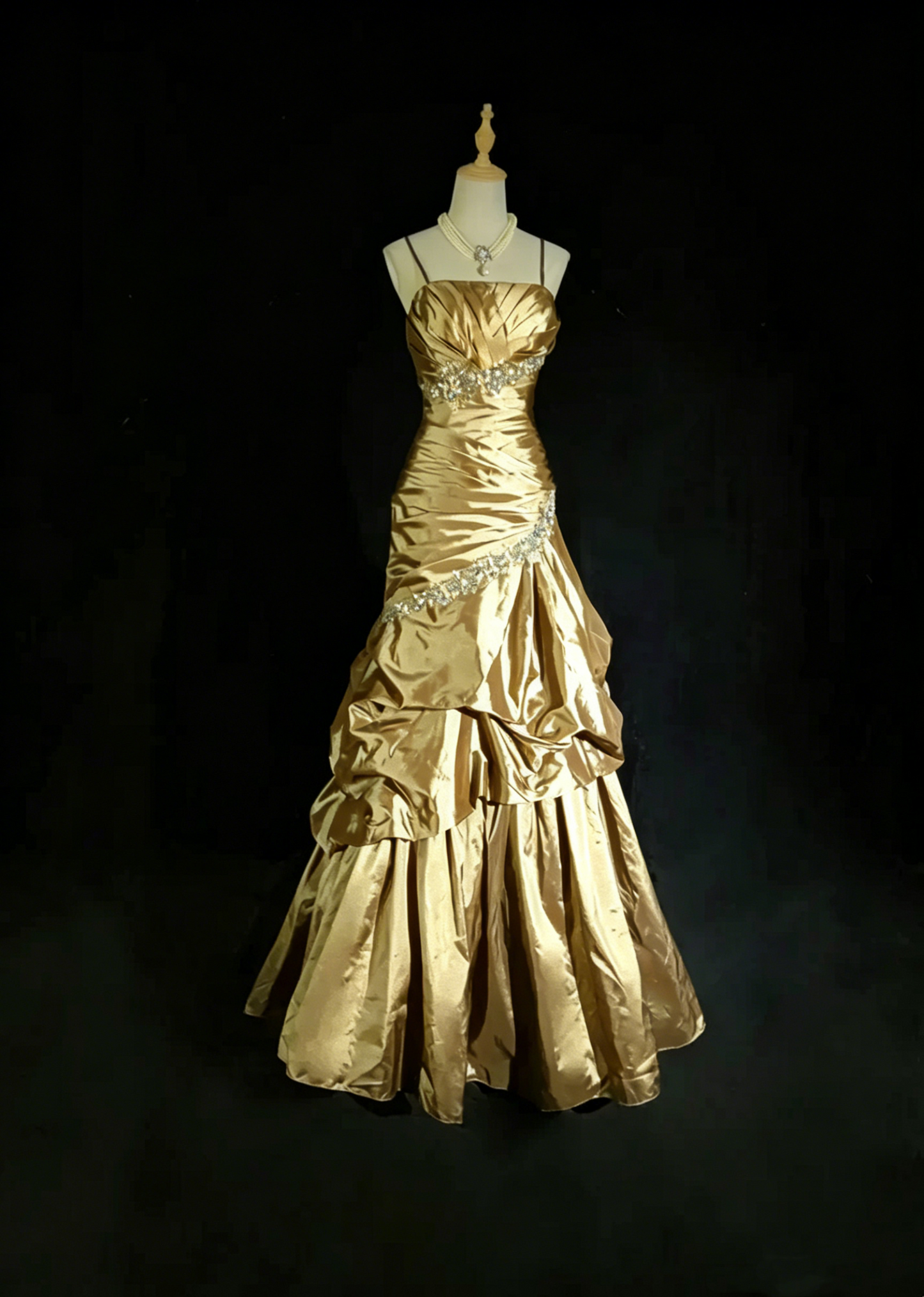 Robes de bal vintage Robe de soirée à fines bretelles bleu sarcelle sans manches en taffetas Robe de soirée longue des années 90 N2893