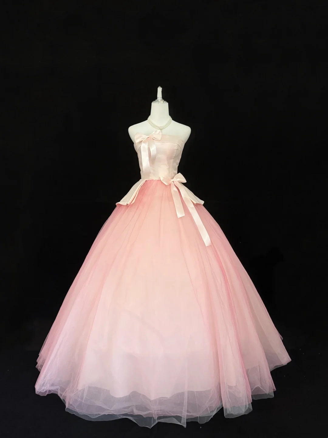 Cute Sweet 16 Dresses Long Ball Gown Strapless Blush Pink Tulle Formal Sweet Sixteen Birthday Gown RC0253
