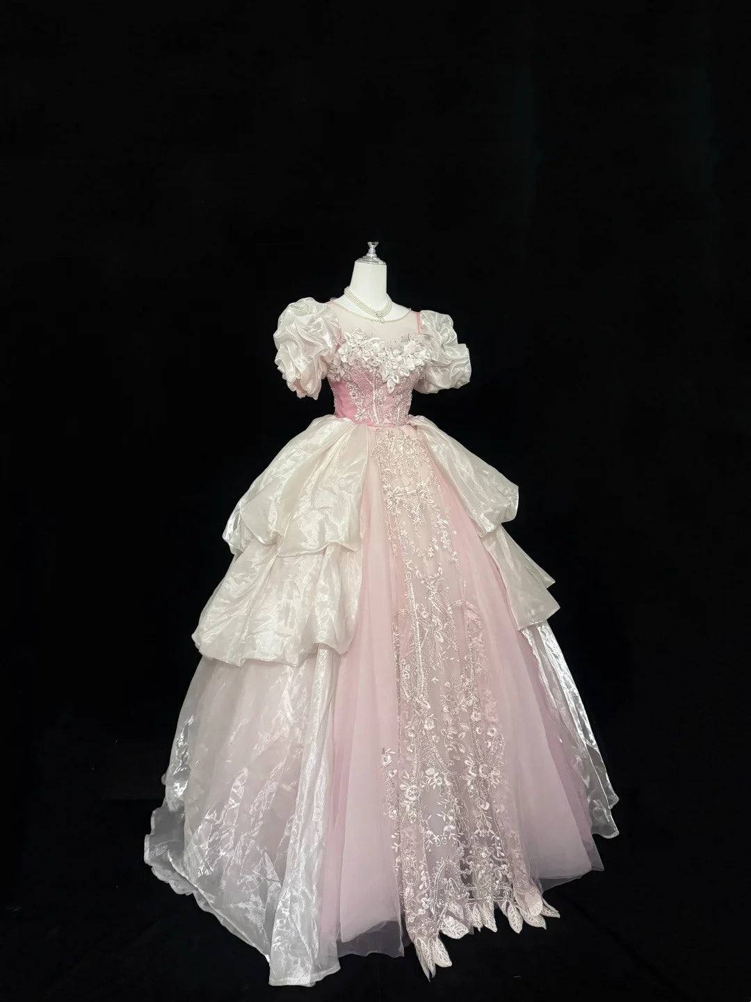 Sweet 16 Dresses Long Ball Gown Scoop Neck Pink With Sequin Lace Sweet Sixteen Birthday Gown RC0298