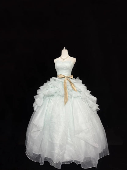 Langes Ballkleid für Sweet 16, langes Geburtstagskleid für den 16. Geburtstag, grünes herzförmiges Abendkleid RC0346