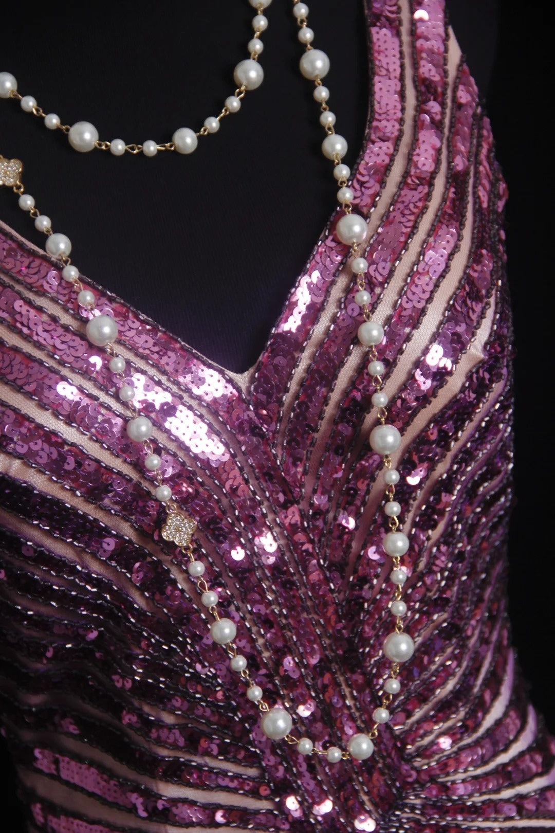 Robes de bal vintage Esthétique Années 80 Rétro Sirène Col en V Lilas Paillettes Robes de soirée longues N2330