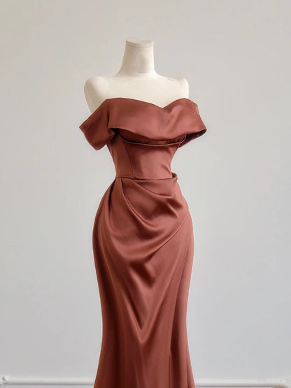 Robe de bal sirène glamour à épaules dénudées et manches courtes, robe de soirée longue, robe de fête d'anniversaire N378