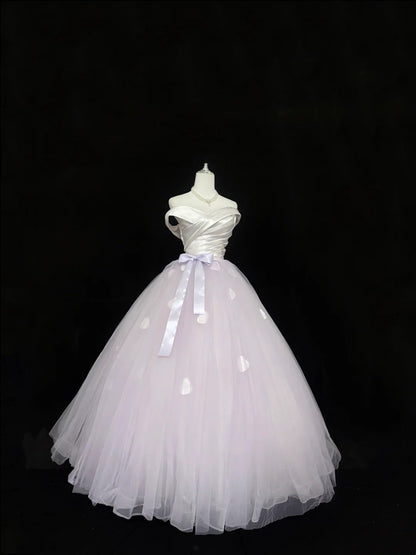 Sweet 15 Quinceanera Dress Ball Gown Off Shoulder Lilac With Sleeves Long 15th Birthday Gown RC0308
