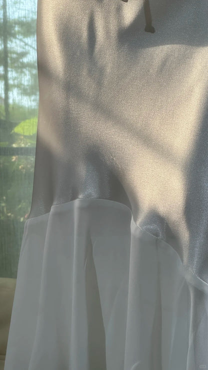 Charmantes Robes de Bal Sirène Bretelles Fines Satin Blanc Robes de Soirée Mi-Longues N3576