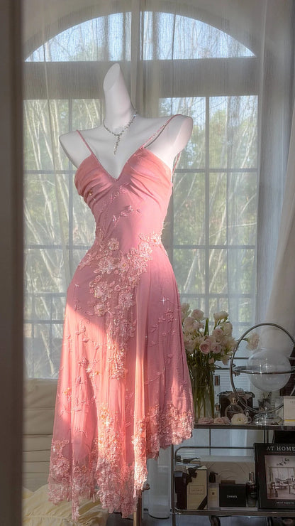 Élégantes robes de bal sirène à fines bretelles en mousseline rose, longueur genou, tenues de soirée formelles N3524