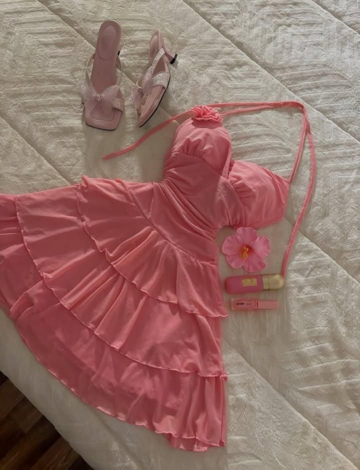 Hübsches A-Linien-Neckholder-Kleid in Pink mit 3D-Blumen für Homecoming, kurze Party- und Geburtstagsoutfits RB4172