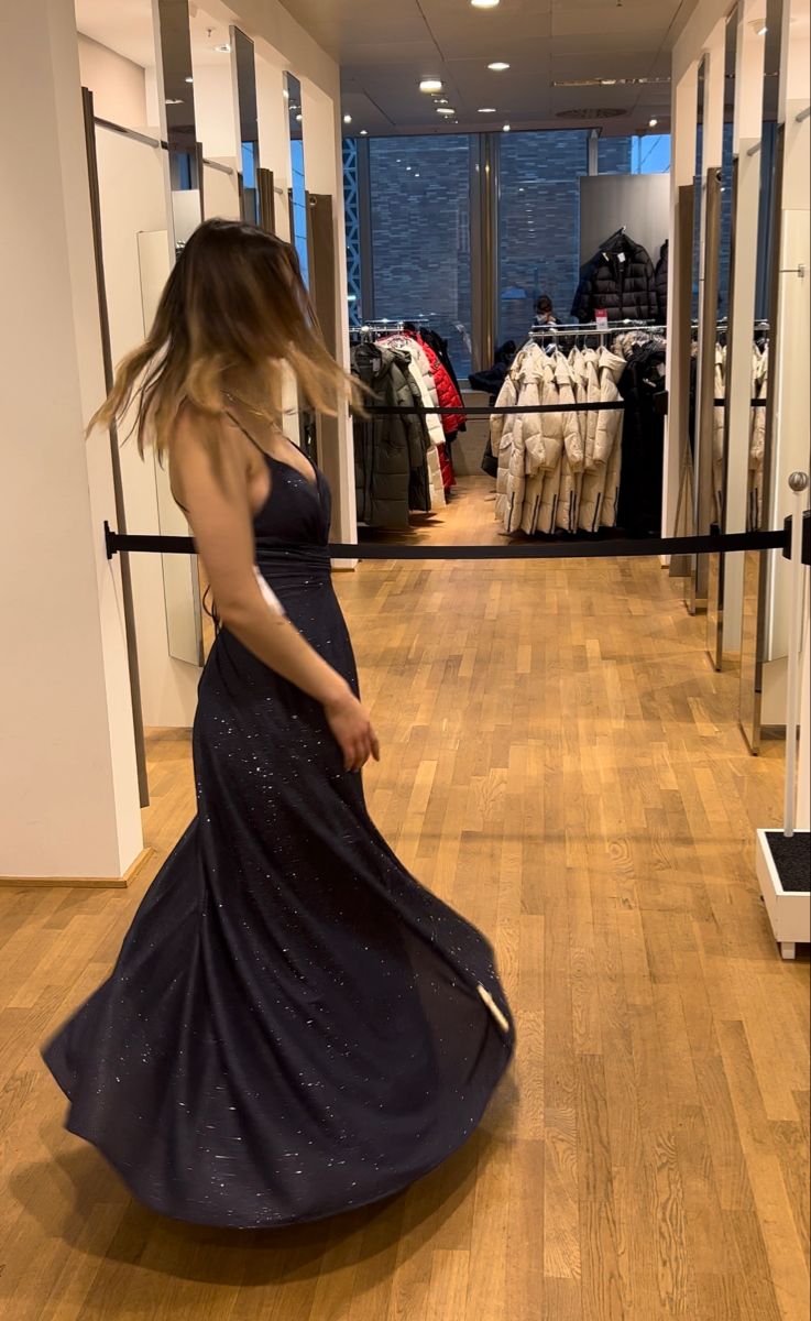 Marineblaue lange Meerjungfrauen-Abendkleider, formelle, glitzernde Abendkleider AB1589
