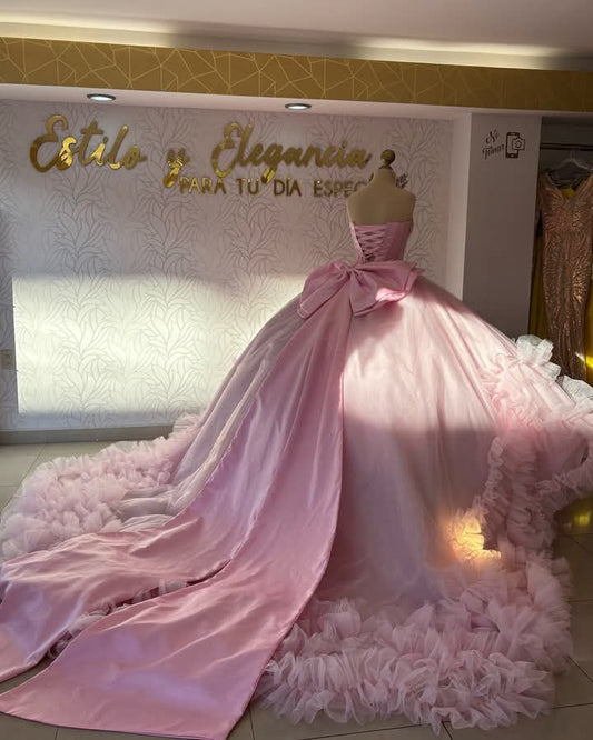 Pink Ball Gown | Luxury Princess Wedding Dress Inspiration Quince Dress Quinceanera Dresses Birthday Outfits RB8221