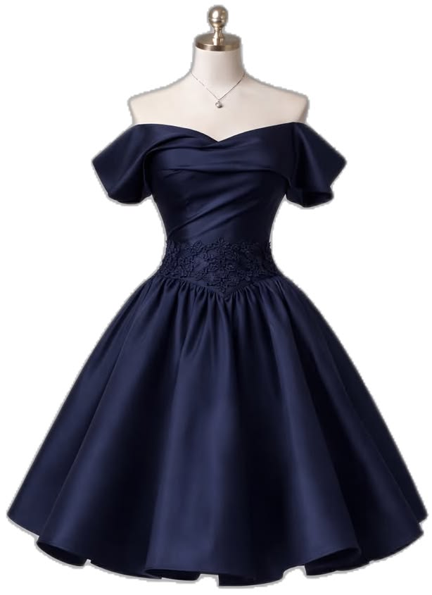 Off The Shoulder Navy Blue Lace Homecoming Dress Ball Gown Birthday Dresses Inspo Hoco Outfits RB8730