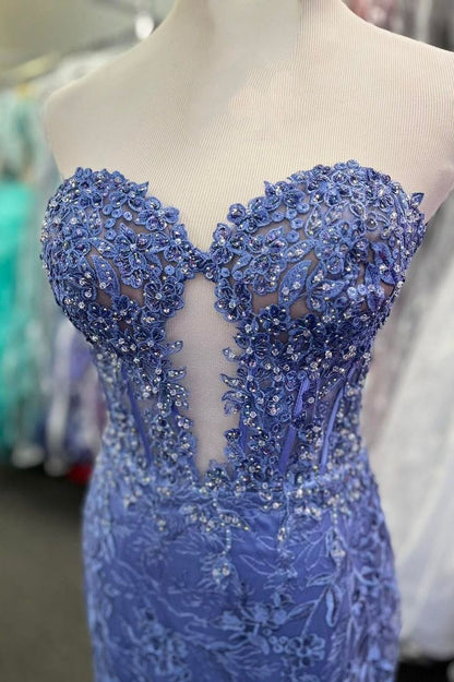 Robe de bal longue trompette à décolleté en cœur et application de dentelle - Inspiration pour une tenue de soirée N248