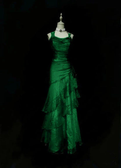 Sexy Mermaid Straps Green Tulle Prom Dresses Long Party Dress 21st Birthday Outfits Graduation Dress RB966