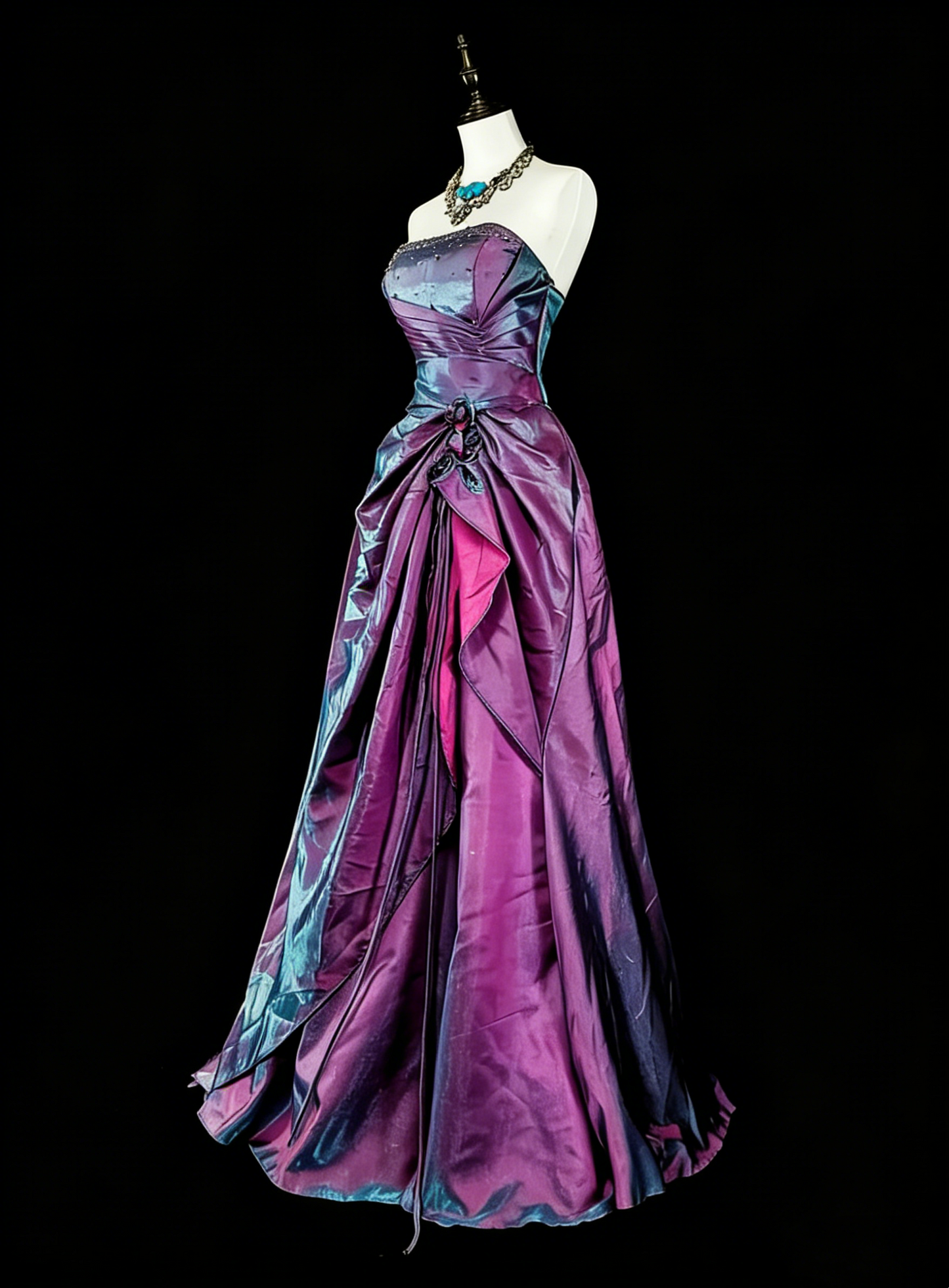 Vintage Prom Dresses Aesthetic 1950s Retro Ball Gown Strapless Grape Long With Ruffles N2007