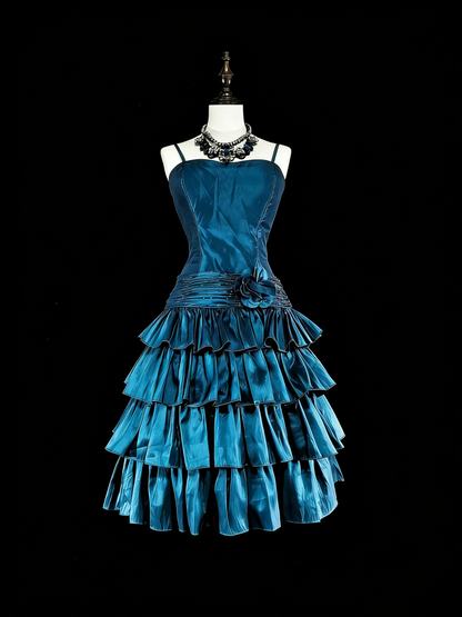 Hübsches Ballkleid Spaghettiträger Marineblau Kurz Mini Homecoming Kleider Hoco Kleider N2709