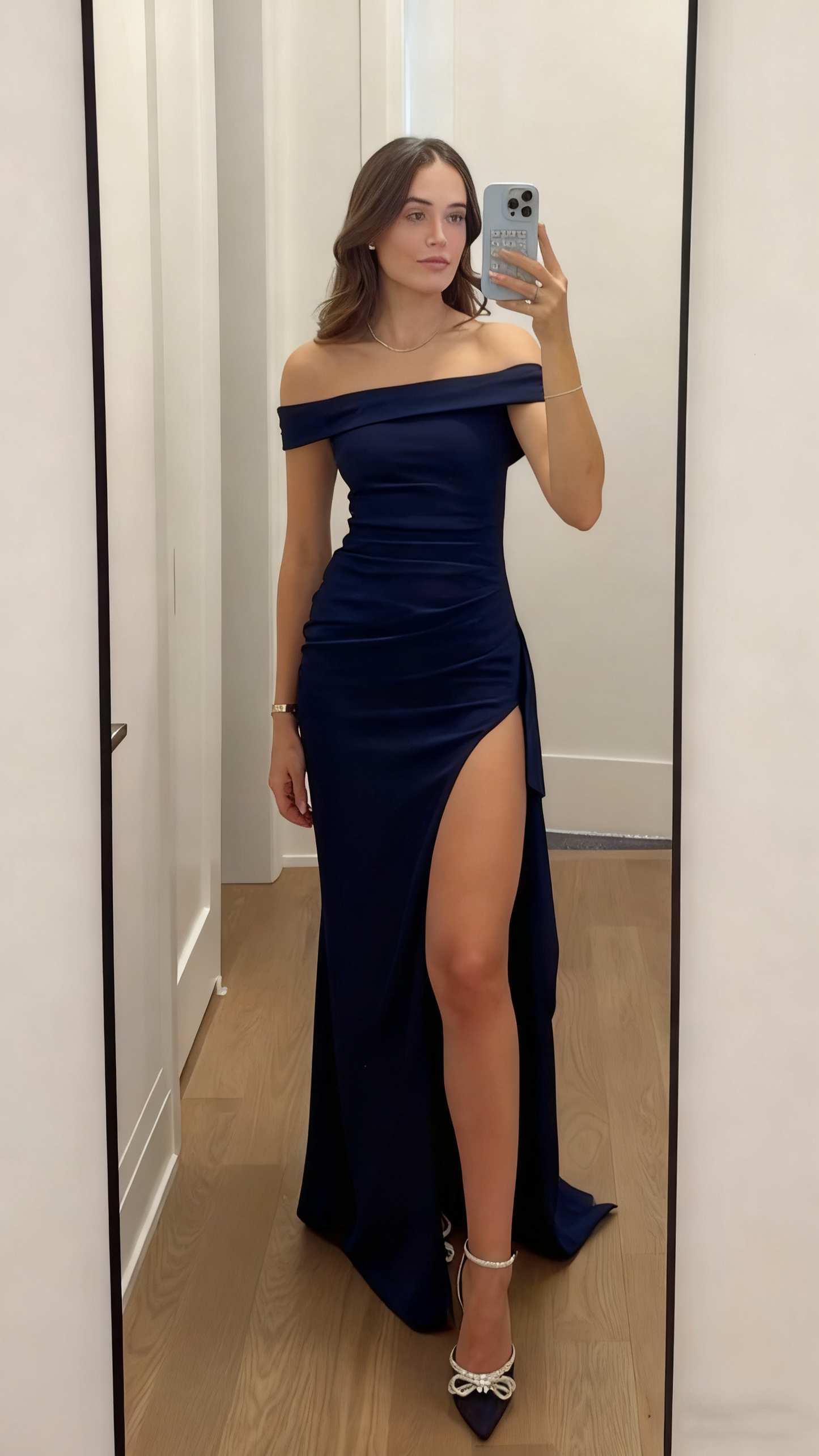 Elegant Mermaid Off The Shoulder Black Slit Prom Dresses Inspiration Unique Party Formal Graduation Dress B496