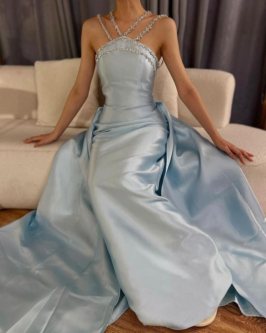 Abendkleid mit Glitzer-Verzierung, Satin, Party, Abschlussball, Kleider für besondere Anlässe, Robe N2457