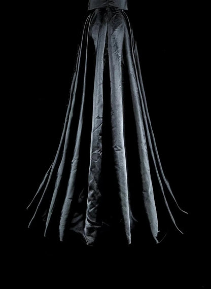 Robes de bal vintage esthétiques en tulle noir coupe trapèze col rond avec applications longue robe de soirée N2158