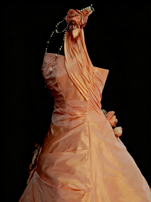 Bezauberndes Ballkleid mit One-Shoulder-Schnitt, orange, für Sweet 16, Quinceañera, aus Taft mit 3D-Blumen, lang, 15 Vestidos De Fiesta N1312