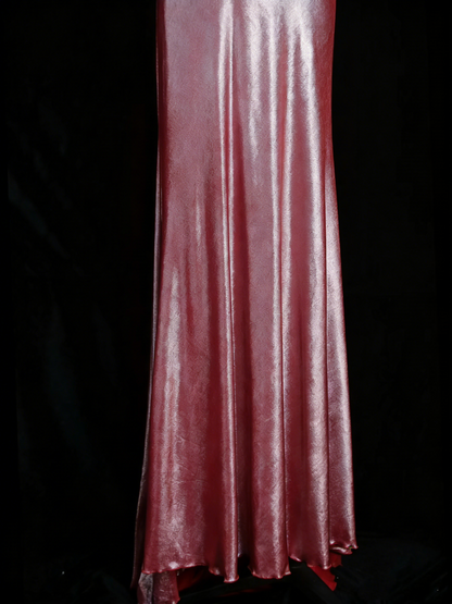 Robe de bal longue sirène élégante en satin rose, décolleté cœur, pour lycéennes, N1247