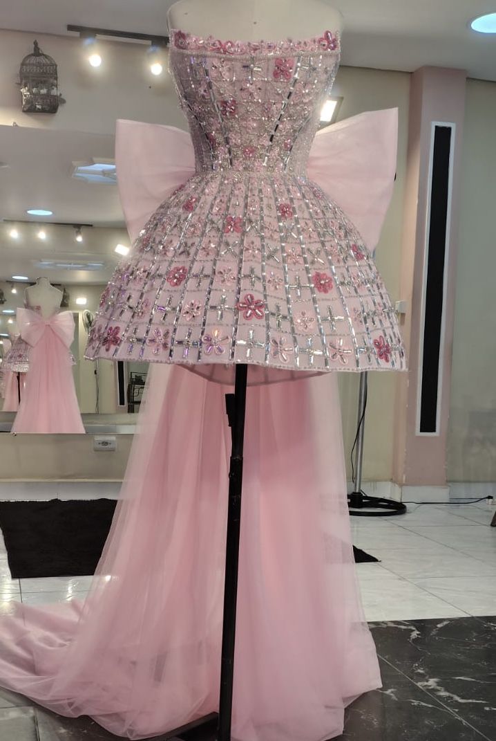 Robe de bal bustier rose scintillante avec perles pour filles (inspiration pour le bal de promo) Robes de retour RB4222