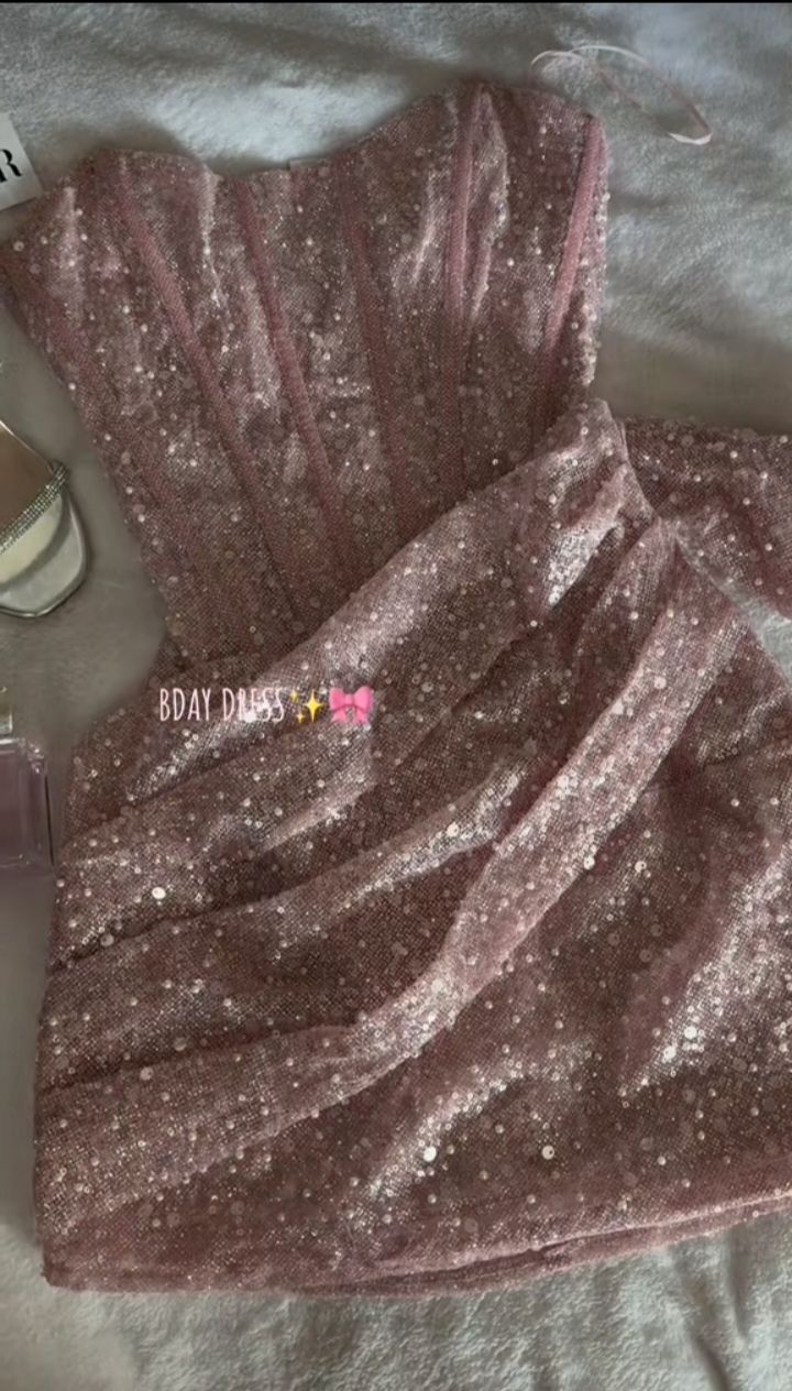 Sparkly Sheath Strapless Pink Sequin Graduation Gown Mini Senior Inspo Short Homecoming Dress RB3142