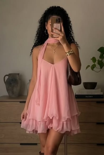 Glam A line Spaghetti Straps Pink Chiffon Short Mini Homecoming Dresses Party Outfits Inspiration RB9285