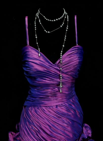 Robe d'été femme, nouveauté, style vintage rétro, sirène, satin raisin, robes de soirée N2234