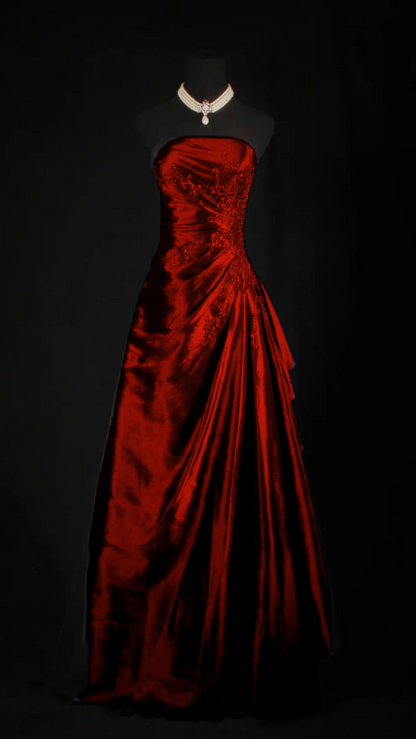 Atemberaubendes marineblaues, trägerloses, perlenbesetztes langes Ballkleid, formelles Abendkleid AB318